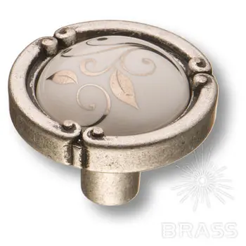 Ручки Brass Классика 15.090.35.po23w.16 ручка мебельная классика, цветочный орнамент, античное серебро