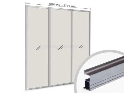 Комплекты профиля серии SLIM, FIT комплект профиля-купе fit на 3 двери (ширина шкафа 2751-3600 мм), графит браш