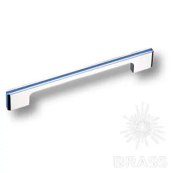 Ручки Brass Модерн 182160mp02pl12 ручка мебельная модерн, 160мм, глянцевый хром с синей вставкой