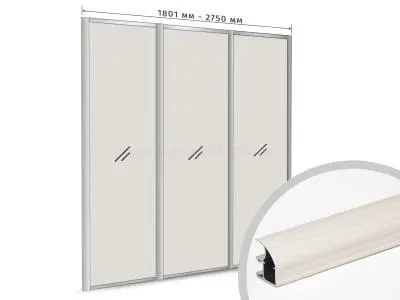 Комплекты ламинированного профиля компл. профиля-купе с-образный рамир на 3 двери (ширина шкафа 1801-2750 мм), лиственница белая