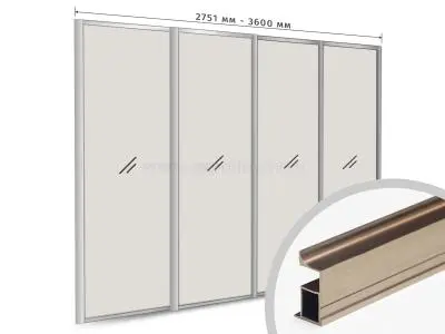 Комплекты профиля серии SLIM, FIT комплект профиля-купе fit на 4 двери (ширина шкафа 2751-3600 мм), шампань браш