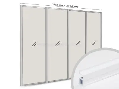 Комплекты профиля серии SLIM, FIT комплект профиля-купе fit на 4 двери (ширина шкафа 2751-3600 мм), белый матовый