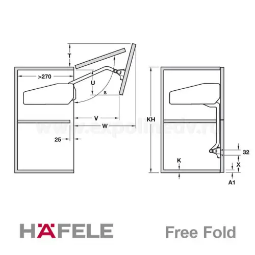 Подъемники складные подъемный механизм 2-х двер. free fold серия i (840-910мм), 7,3-14,6 кг