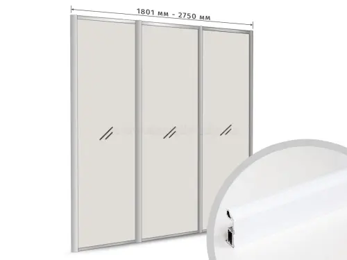 Комплекты ламинированного профиля компл. профиля-купе slim оптима на 3 двери (ширина шкафа 1801-2750 мм), белый глянец