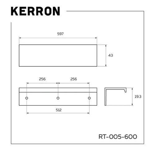 Ручки мебельные разные ручка kerron rt-005 торцевая, 600мм, черный матовый