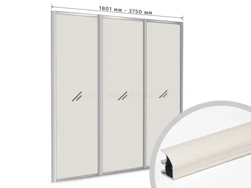 Комплекты ламинированного профиля компл. профиля-купе с-образный рамир на 3 двери (ширина шкафа 1801-2750 мм), лиственница белая