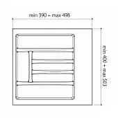 Лотки для столовых приборов лоток для столовых приборов гл. 390-498мм, шир. 400-503мм, в базу на 500мм, серый