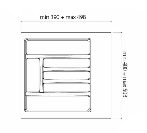 Лотки для столовых приборов лоток для столовых приборов гл. 390-498мм, шир. 400-503мм, в базу на 500мм, серый