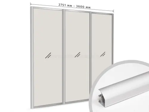 Комплекты анодированного профиля компл. профиля-купе с-образный рамир на 3 двери (ширина шкафа 2751-3600 мм), серебро