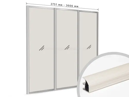 Комплекты ламинированного профиля компл. профиля-купе с-образный рамир на 3 двери (ширина шкафа 2751-3600 мм), лиственница белая