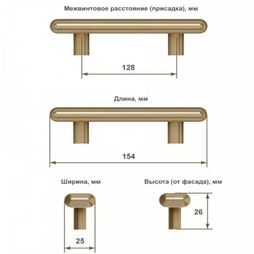 Ручки мебельные Metakor ручка мебельная bench, 128мм, матовое олово