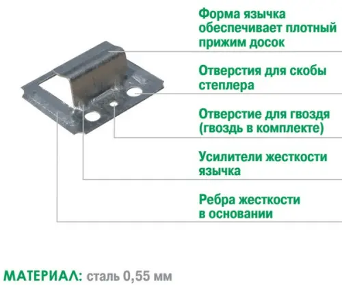 Крепёж для дерева Гвоздэк кляймер гвоздэк оцинкованный №5 (80 шт/уп.)