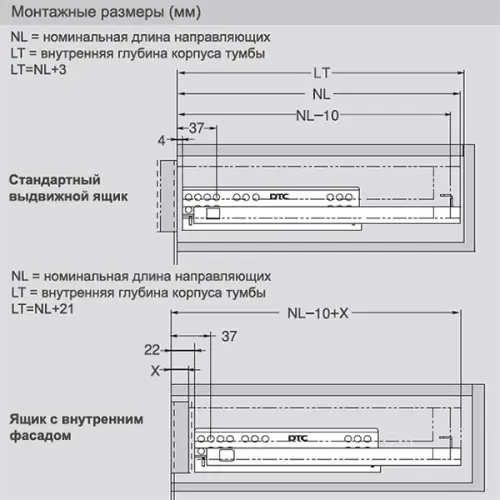 Направляющие скрытого монтажа DTC направляющие скрытого монтажа dtc 3d, 300мм, с доводчиком