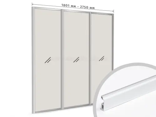 Комплекты анодированного профиля компл. профиля-купе slim оптима на 3 двери (ширина шкафа 1801-2750 мм), серебро