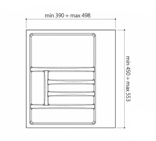 Лотки для столовых приборов лоток для столовых приборов гл. 390-498мм, шир. 450-553мм, в базу на 600мм, серый