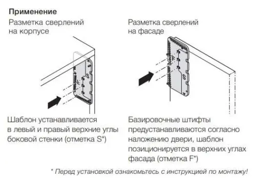 Монтажные приспособления мебельный шаблон hafele, для механизма free space