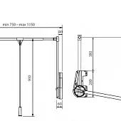 Пантографы пантограф для шкафа (лифт мебельный) vibo 750-1150 мм, серый