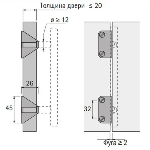 Система WingLine L адаптер мебельной ручки для складных дверей, хром матовый